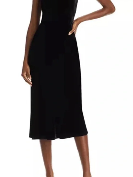 NWT - L'AGENCE Black Silk Velvet Slip Midi Dress with Spaghetti Straps - Picture 6 of 7